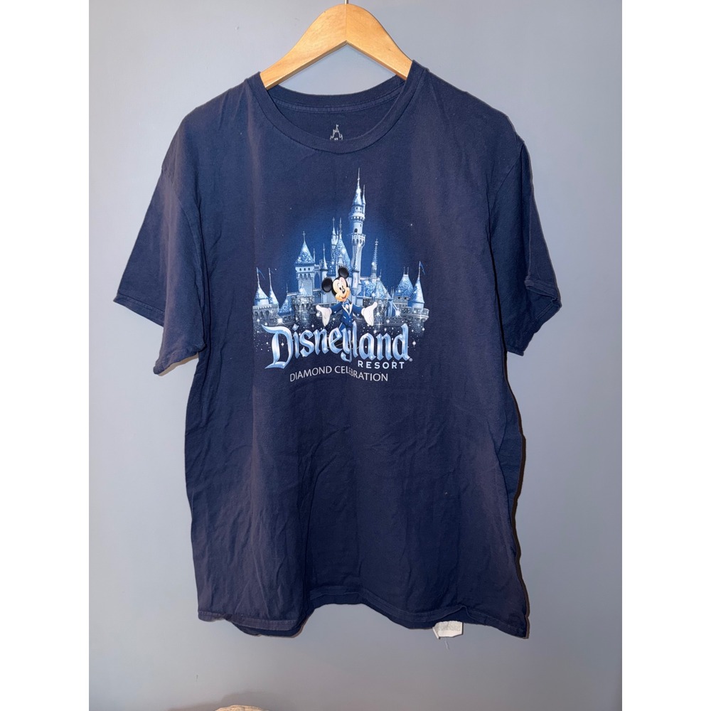 Disney Disneyland Resort Diamond Celebration Mickey Mouse Castle Navy T-Shirt XL